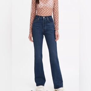 Levis Premium Ribcage Bootcut‎ Jeans Size 25 High Rise Dark Wash Stretch